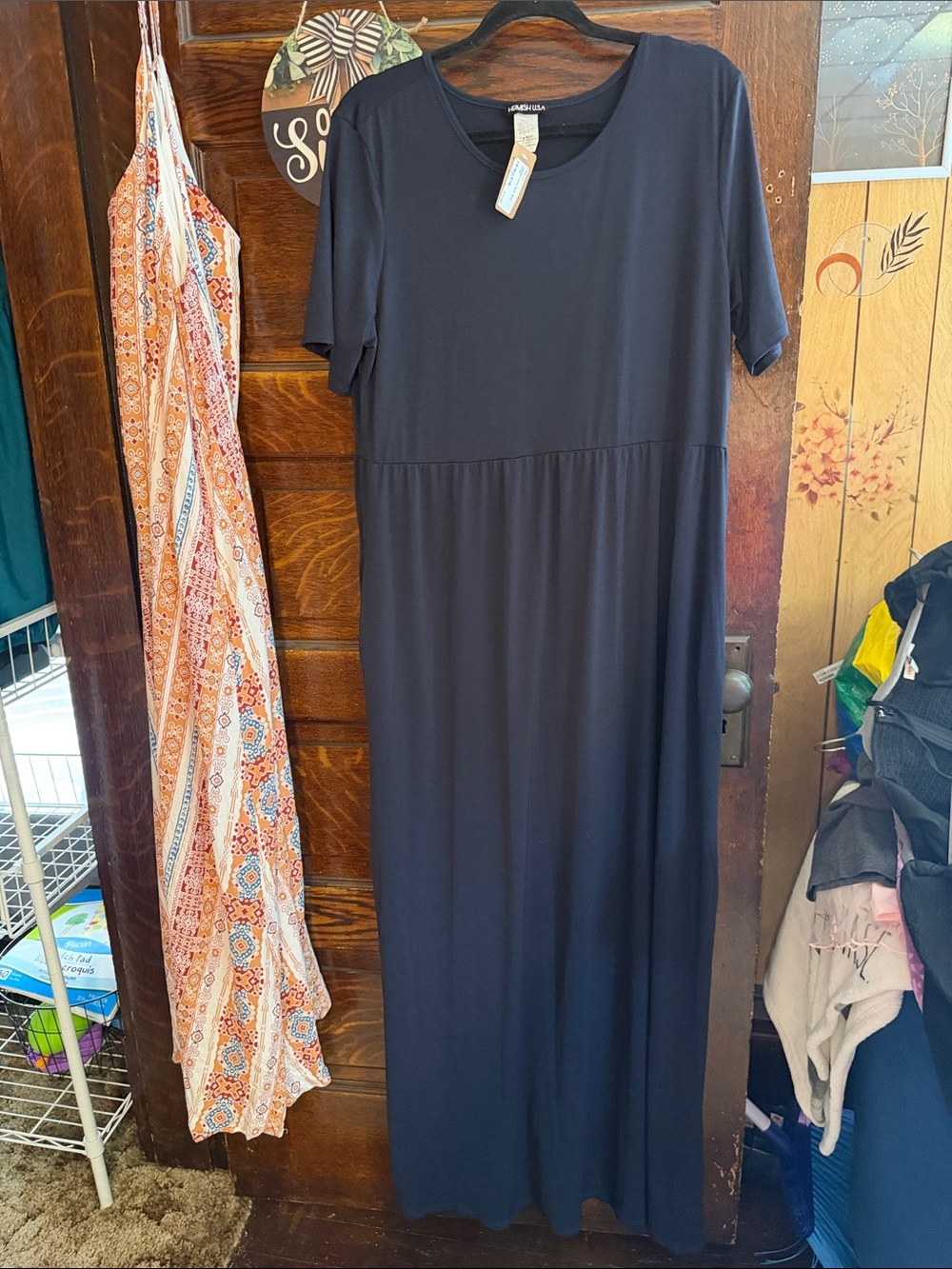 HEIMISH USA Bluish/black Short-Sleeve Maxi Dress 3x